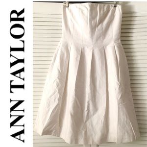 ANN TAYLOR Strapless Pleaded White DRESS
